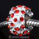 Sterling Silver Loose Pave Beads with Hyacinth Austrian Crystal