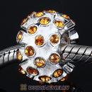 Sterling Silver Loose Pave Beads with Topaz Austrian Crystal