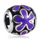 Sterling Silver Enamel Flower Beads European Style