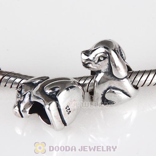 Antique Sterling Silver Cute Puppy Dog Charm Beads European Style