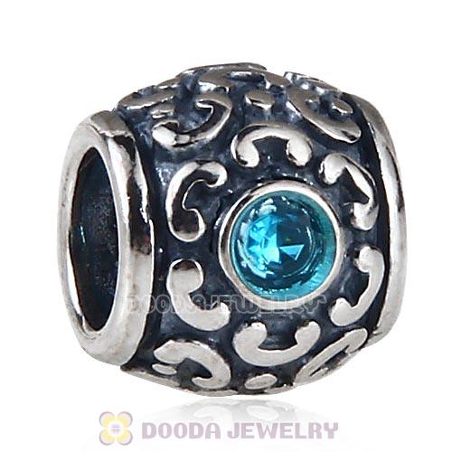 Antique Sterling Silver European Style Bead with CZ Stone Wholesale