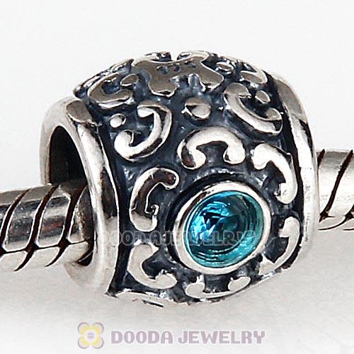Antique Sterling Silver European Style Bead with CZ Stone Wholesale