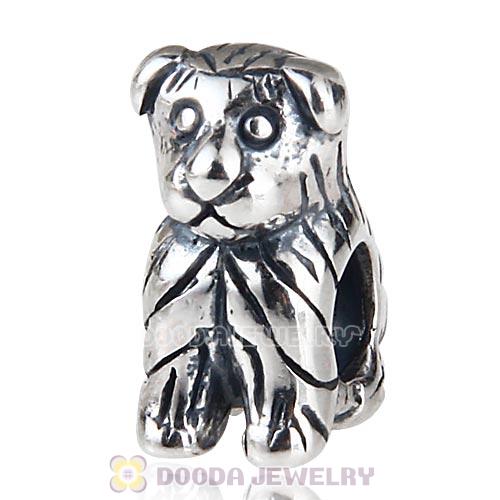 Antique Sterling Silver Little Terrier Dog Charm Beads European Style