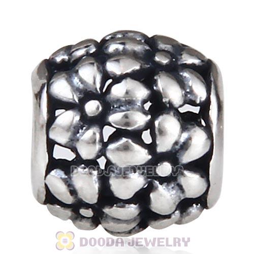Antique Sterling Silver Flower Charm Beads European Style