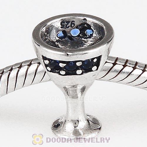 Antique Sterling Silver European Style Goblet Bead with CZ Stone Wholesale