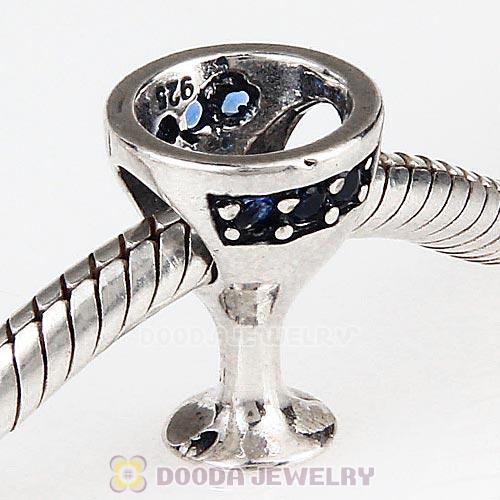 Antique Sterling Silver European Style Goblet Bead with CZ Stone Wholesale