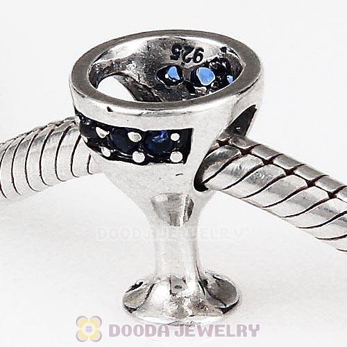 Antique Sterling Silver European Style Goblet Bead with CZ Stone Wholesale