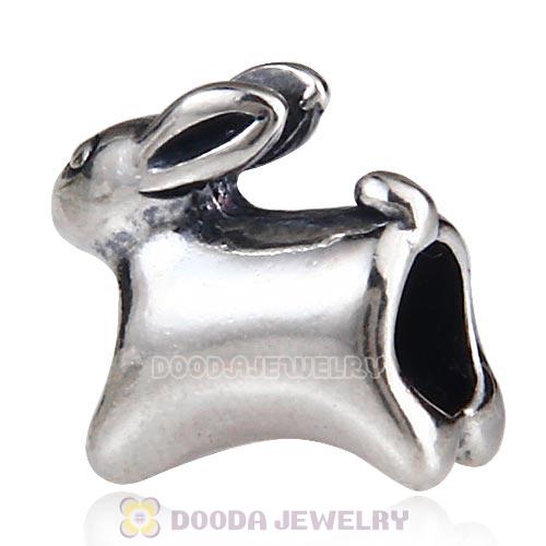 Antique Sterling Silver Running Rabbit Charm Beads European Style