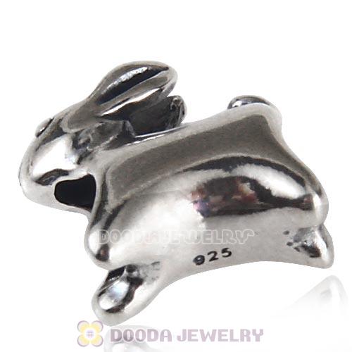 Antique Sterling Silver Running Rabbit Charm Beads European Style