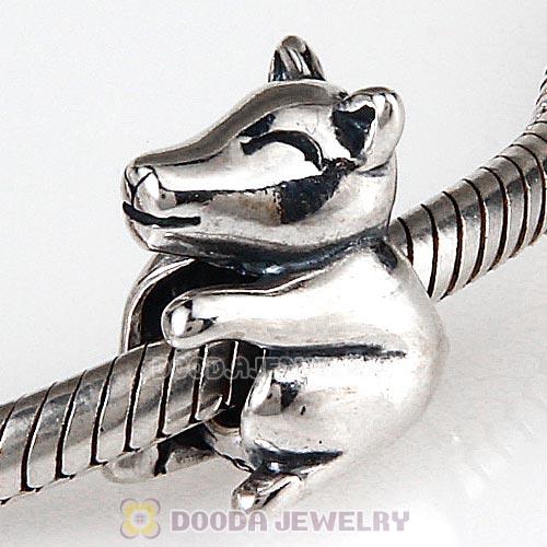 Antique Sterling Silver Pig Charm Beads European Style