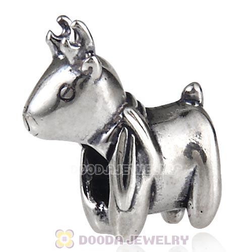 Antique Sterling Silver Cute Deer Charm Beads European Style