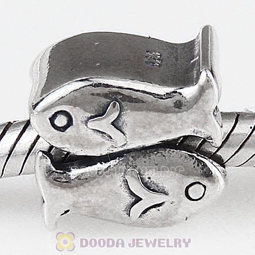 Antique Sterling Silver Pisces Zodiac Sign Beads European Style