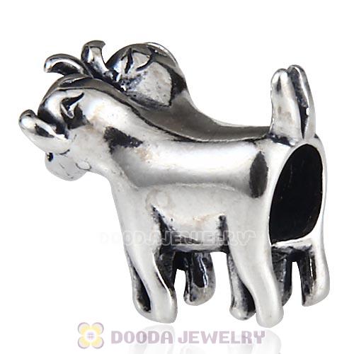 Antique Sterling Silver Cow Charm Beads European Style