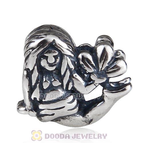 Antique Sterling Silver Mermaid Charm Beads European Style