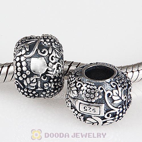 Antique Sterling Silver Vino Charm Beads European Style