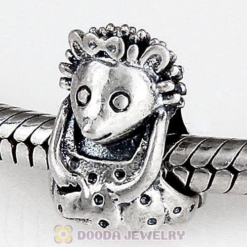 Antique Sterling Silver Miss Hedgehog Charm Beads European Style