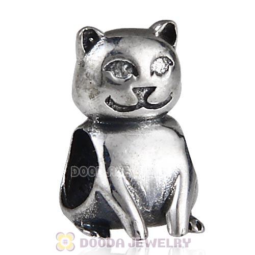Antique Sterling Silver Cat Charm Beads European Style