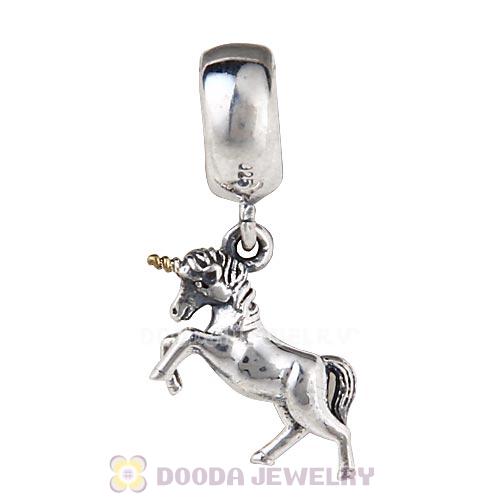 Antique Sterling Silver Dangle Unicorn Charm European Style