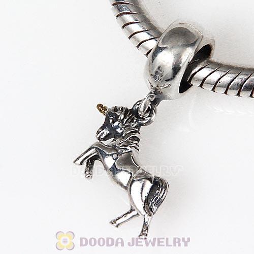 Antique Sterling Silver Dangle Unicorn Charm European Style