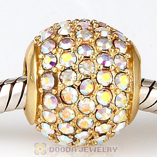 Gold Plated Sterling Pave Lights with Crystal AB Austrian Crystal Charm