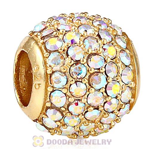 Gold Plated Sterling Pave Lights with Crystal AB Austrian Crystal Charm