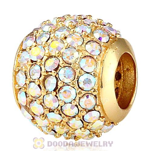 Gold Plated Sterling Pave Lights with Crystal AB Austrian Crystal Charm