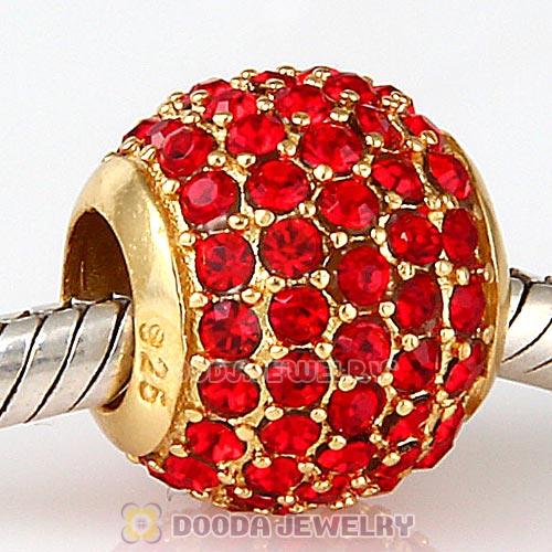 Gold Plated Sterling Pave Lights with Light Siam Austrian Crystal Charm