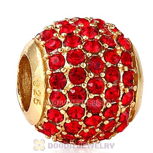 Gold Plated Sterling Pave Lights with Light Siam Austrian Crystal Charm