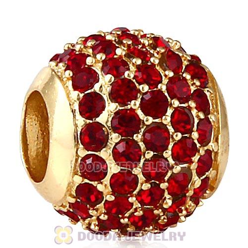 Gold Plated Sterling Pave Lights with Siam Austrian Crystal Charm