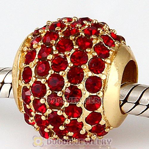 Gold Plated Sterling Pave Lights with Siam Austrian Crystal Charm