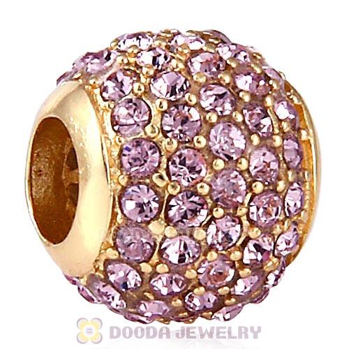 Gold Plated Sterling Pave Lights with Light Amethyst Austrian Crystal Charm