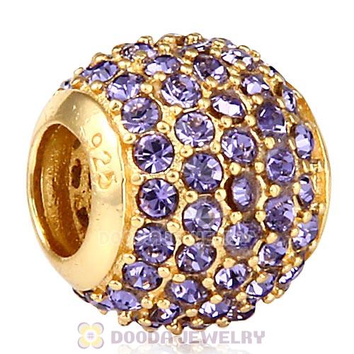 Gold Plated Sterling Pave Lights with Tanzanite Austrian Crystal Charm