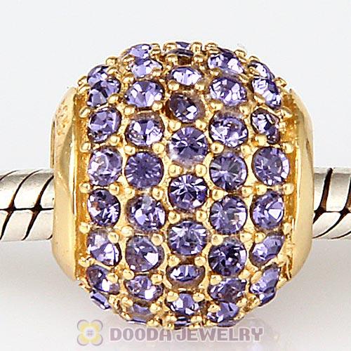 Gold Plated Sterling Pave Lights with Tanzanite Austrian Crystal Charm