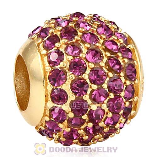 Gold Plated Sterling Pave Lights with Amethyst Austrian Crystal Charm
