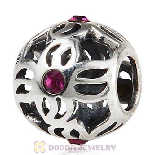 Sterling Silver Pinwheel Charm Beads with Amethyst Austrian Crystal European Style