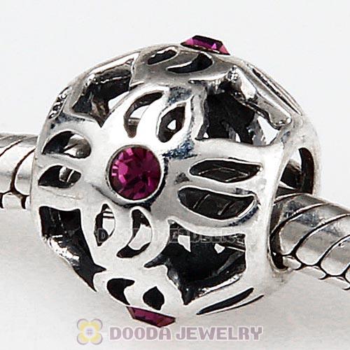 Sterling Silver Pinwheel Charm Beads with Amethyst Austrian Crystal European Style