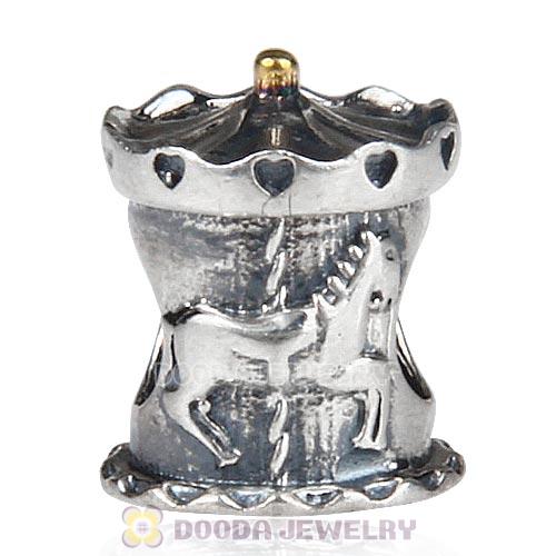 Gold Plated Sterling Silver Carousel Charm Beads European Style