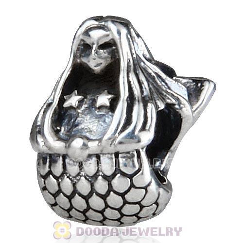 Antique Sterling Silver Mermaid Charm Beads European Style