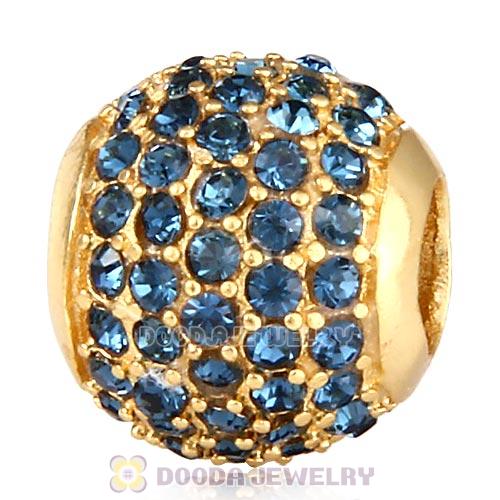 Gold Plated Sterling Pave Lights with Montana Austrian Crystal Charm