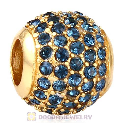 Gold Plated Sterling Pave Lights with Montana Austrian Crystal Charm