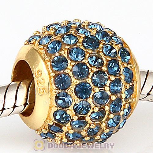 Gold Plated Sterling Pave Lights with Montana Austrian Crystal Charm