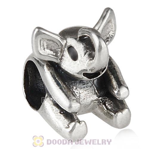 Antique Sterling Silver Elephant Charm Beads European Style