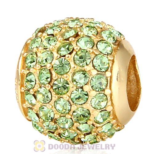 Gold Plated Sterling Pave Lights with Peridot Austrian Crystal Charm