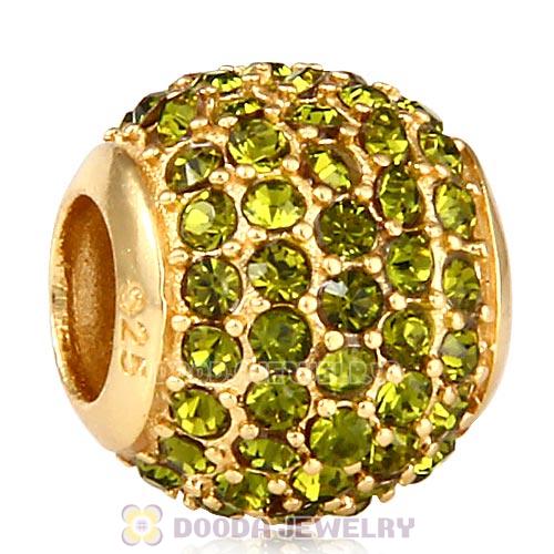 Gold Plated Sterling Pave Lights with Olivine Austrian Crystal Charm