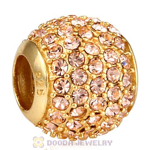 Gold Plated Sterling Pave Lights with Light Peach Austrian Crystal Charm