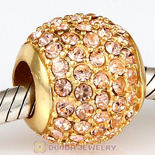 Gold Plated Sterling Pave Lights with Light Peach Austrian Crystal Charm