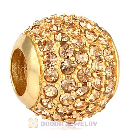 Gold Plated Sterling Pave Lights with Light Colorado Topaz Austrian Crystal Charm