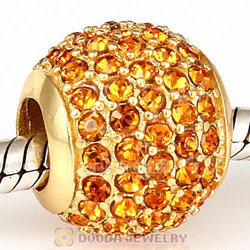 Gold Plated Sterling Pave Lights with Topaz Austrian Crystal Charm