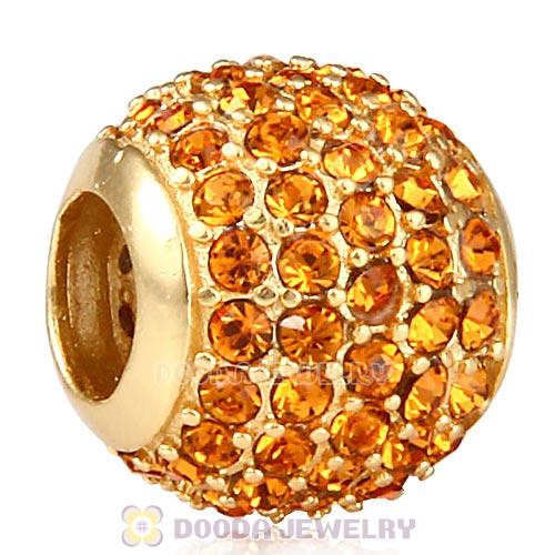 Gold Plated Sterling Pave Lights with Topaz Austrian Crystal Charm
