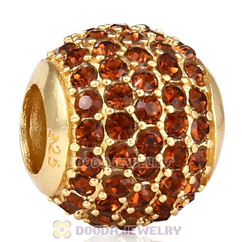 Gold Plated Sterling Pave Lights with Smoked Topaz Austrian Crystal Charm